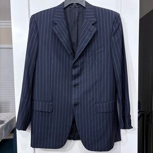 Canali VIRGIN WOOL Super 120’s Made in ITALY Blue Striped Blazer 40R US 50R EU